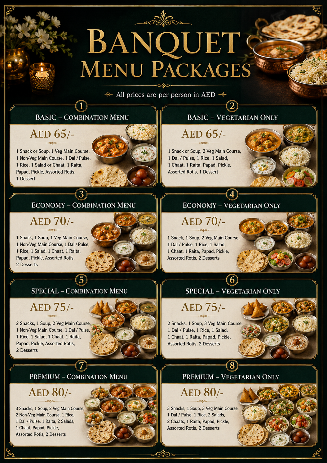 banquet menu Packages